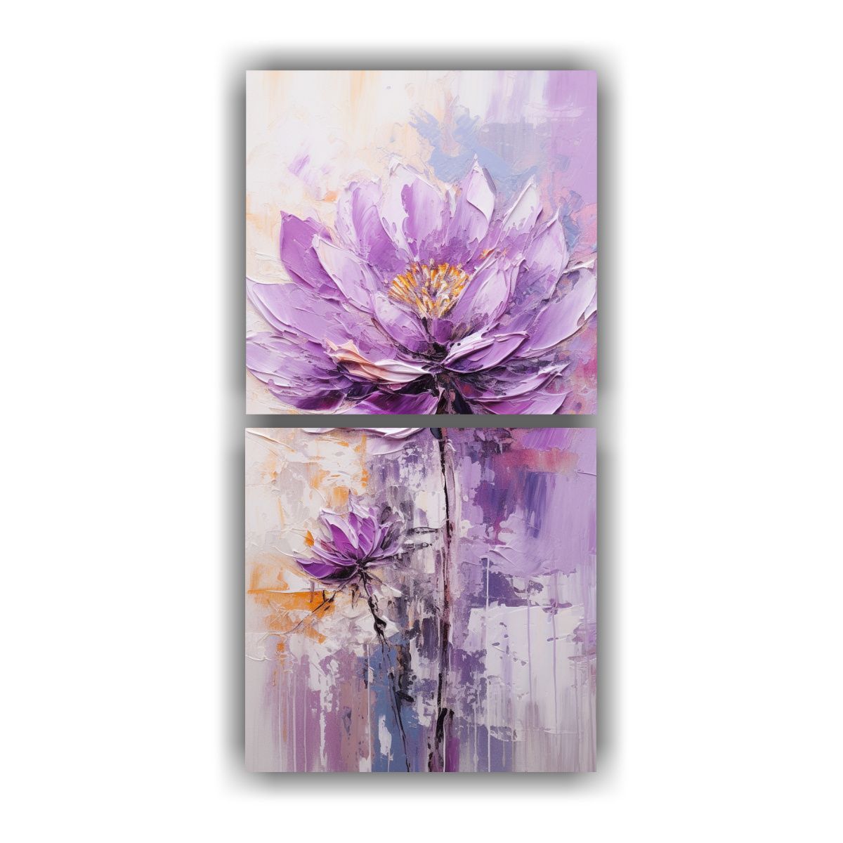 GENERICO - Pintura En Lienzo Estilo Loto Púrpura De Dos 80x160 Cm