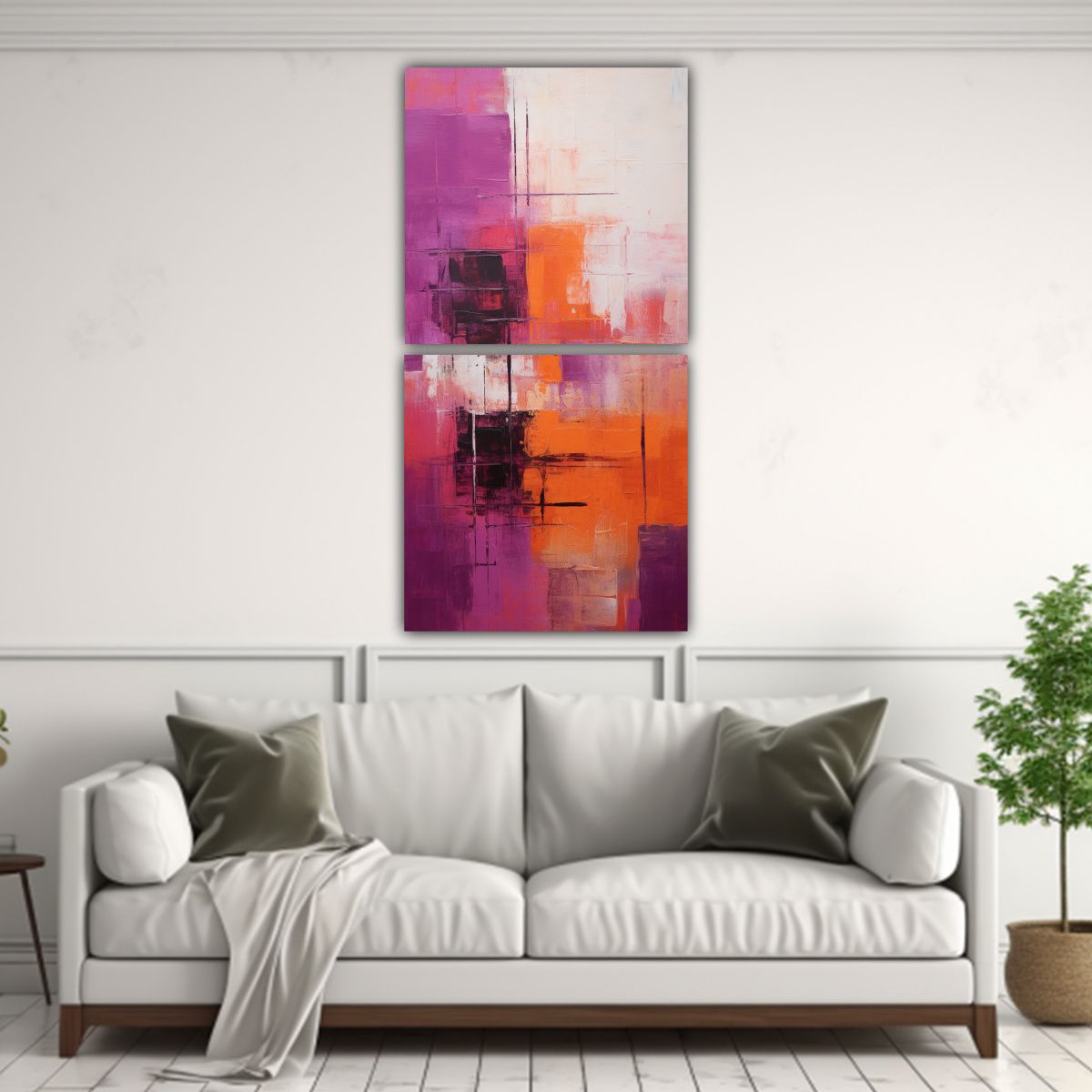 GENERICO - Pintura Abstracta Equilibrio Visual Noche Oscura 80x160 Cm