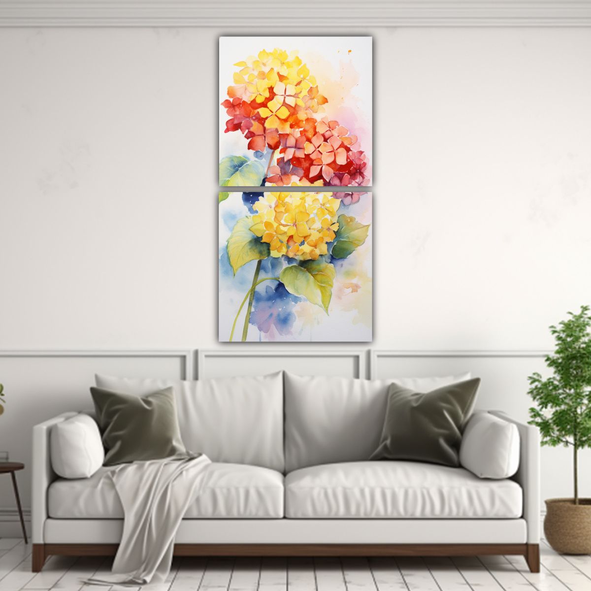 GENERICO - Cuadros Conceptuales Majestuosos De Hortensias En 70x140 Cm