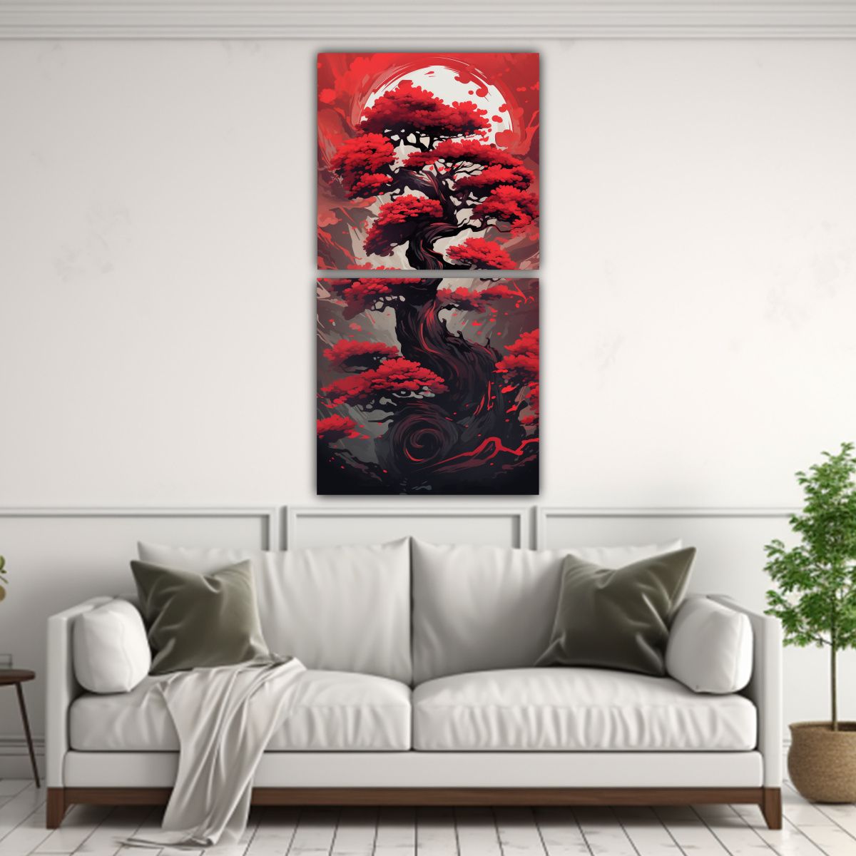 GENERICO - Cuadro De Pared Temático Árbol Bonsái De Abeto 80x160 Cm