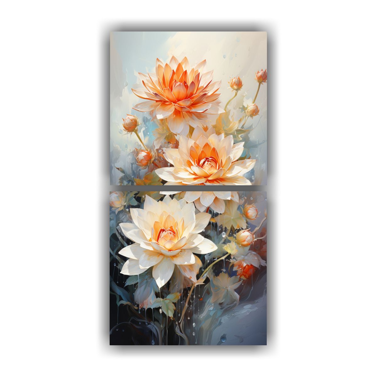 GENERICO - Cuadro Abstracto De Pared En Colores Blanco Y 70x140 Cm