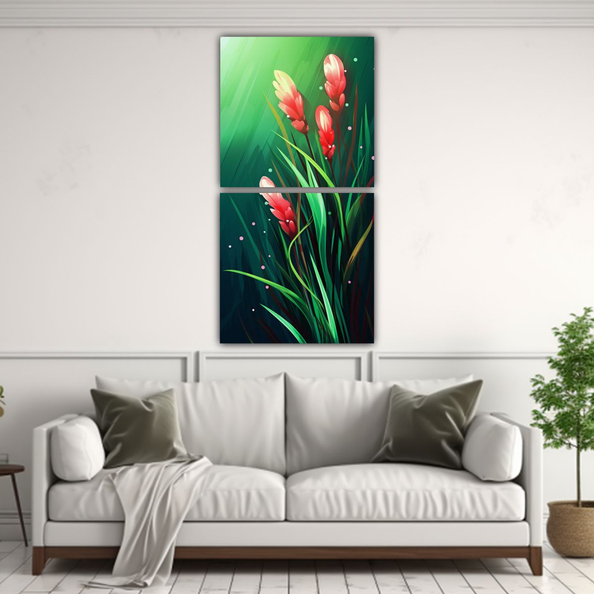 GENERICO - Pintura Mural Abstracta De Dos Artes Finas Con 80x160 Cm