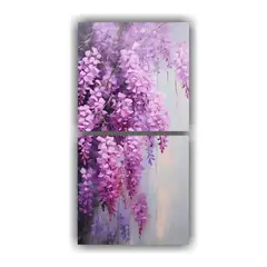 GENERICO - Pintura Abstracta De Flores De Glicina Detallada 70x140 Cm