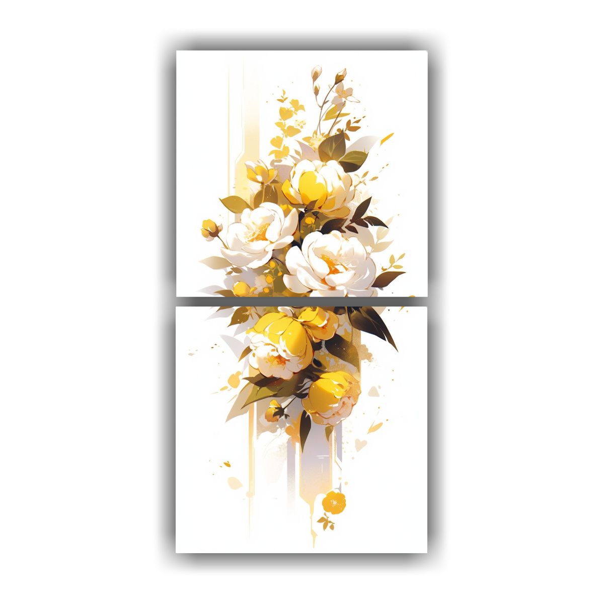 GENERICO - Díptico Impreso Linda Colores Amarillo Y Blanco 80x160 Cm