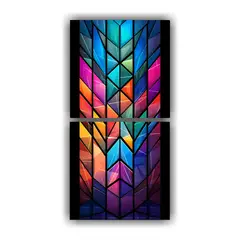 GENERICO - Díptico Cuadro Living Prisma Cristal Lienzo 70x140 Cm