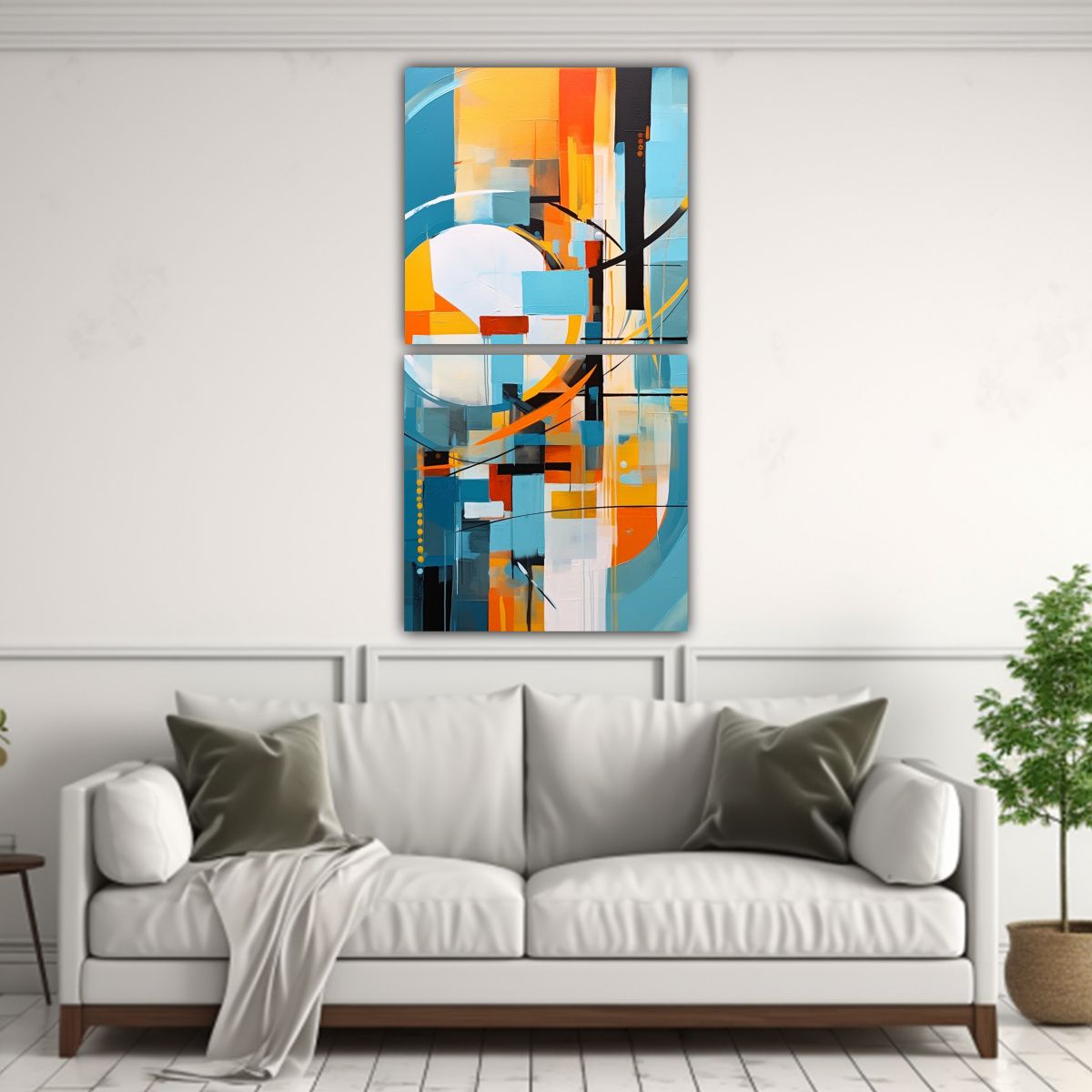 GENERICO - Set 2 Cuadros Ambiente Moderno Pintura Abstracta 80x160 Cm