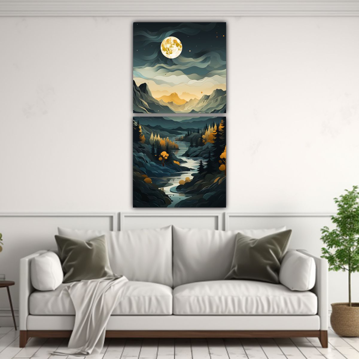GENERICO - Cuadros Decorativos Minimalistas De Montañas En 70x140 Cm
