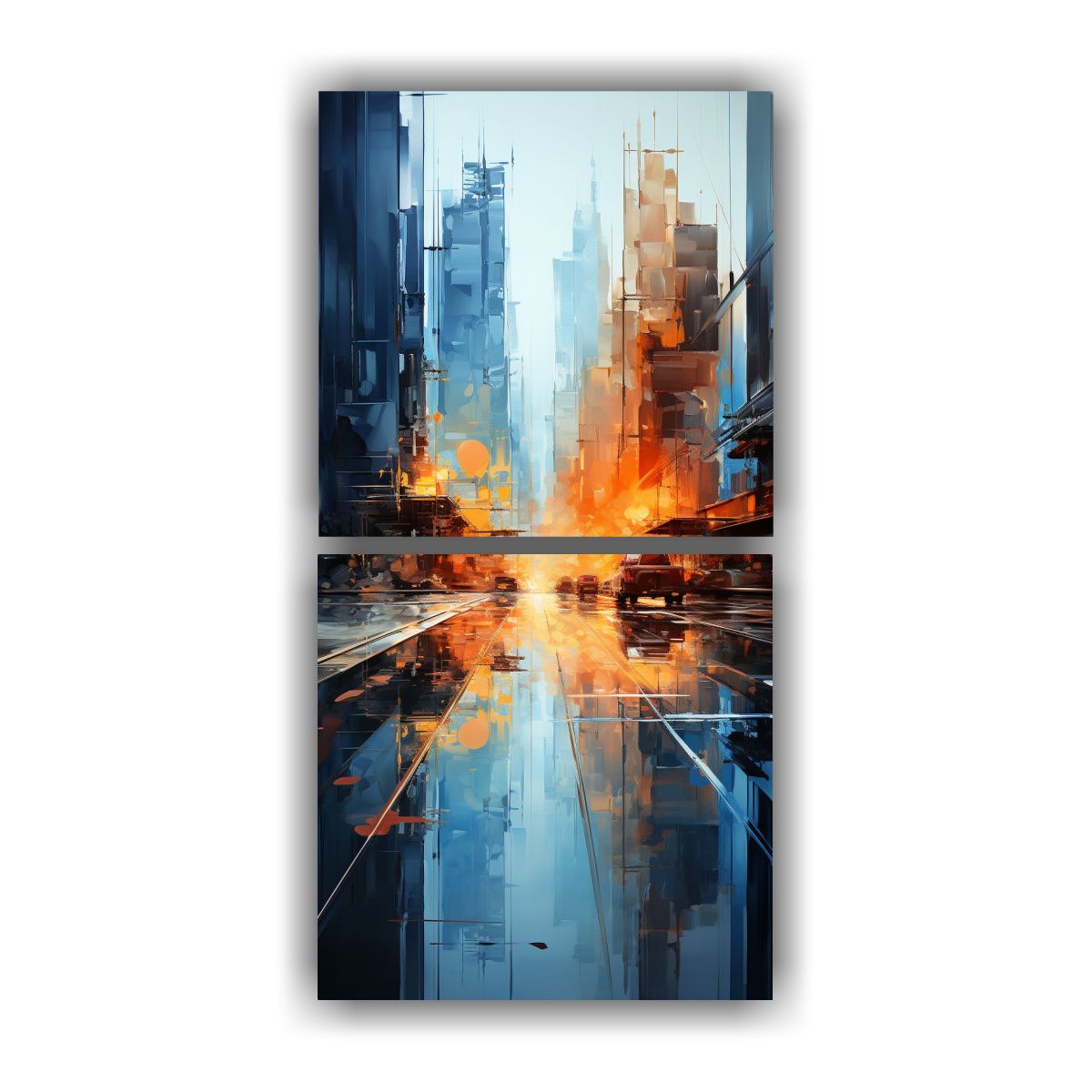 GENERICO - Diptico De Cuadro Refinada En Edificio Moderno 70x140 Cm