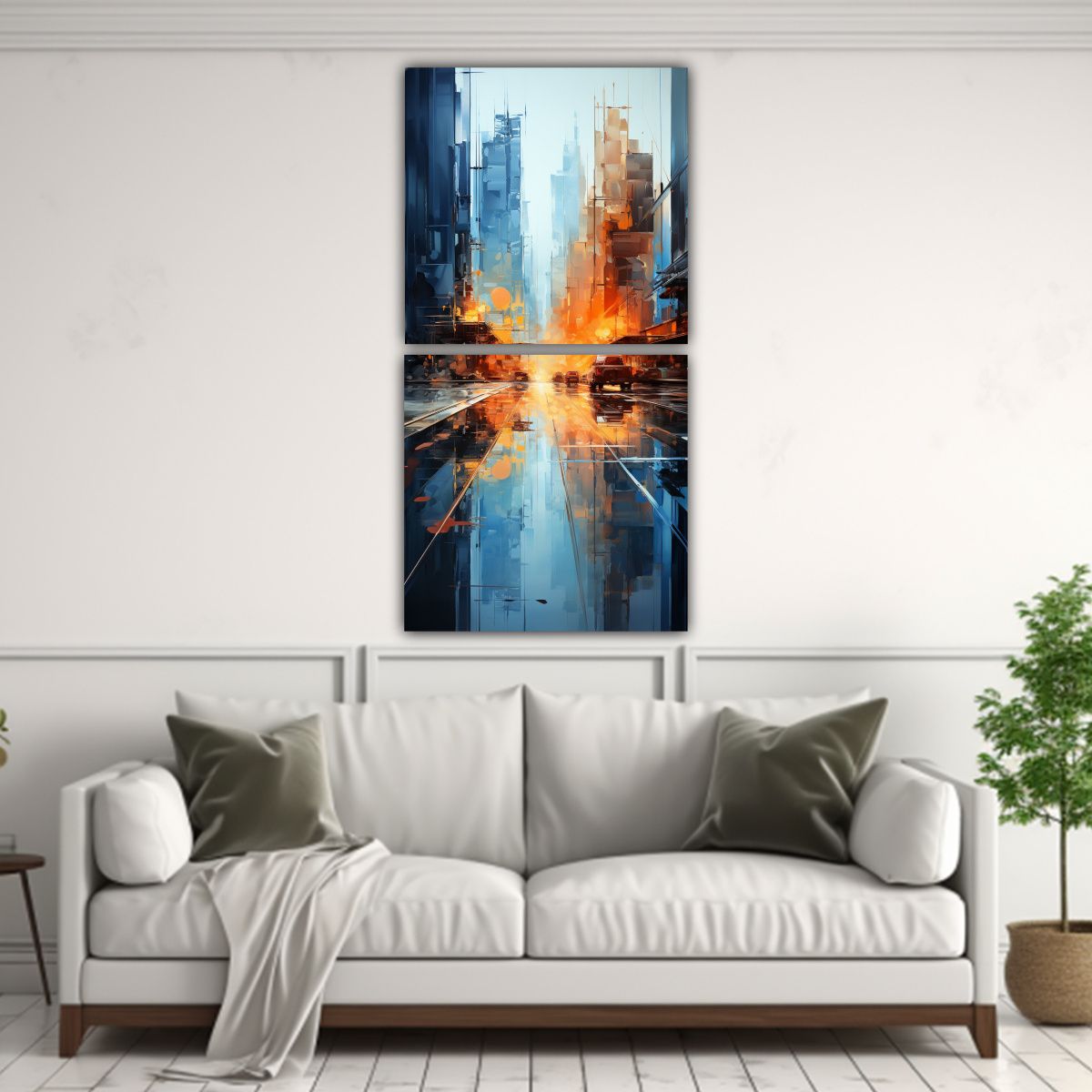 GENERICO - Diptico De Cuadro Refinada En Edificio Moderno 70x140 Cm