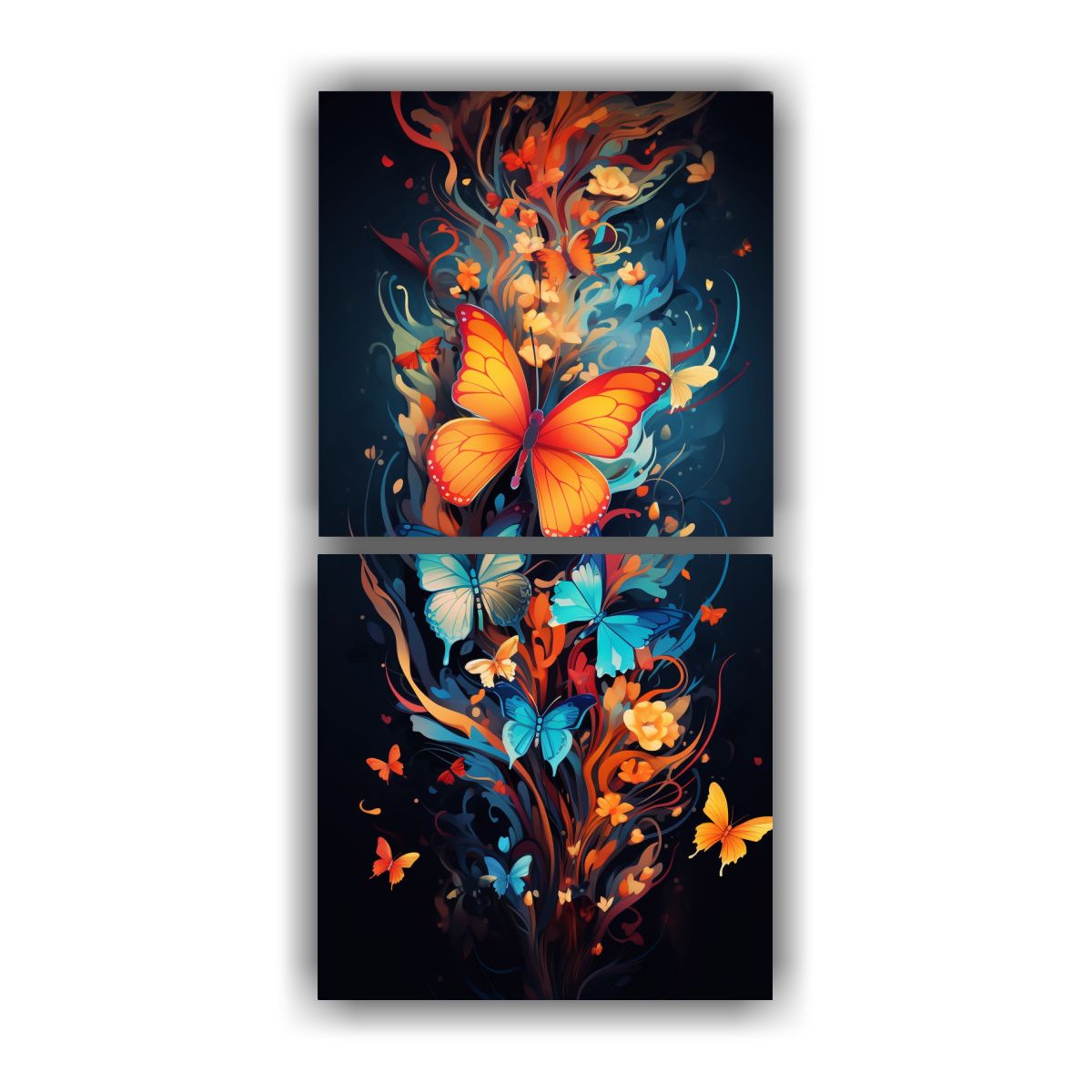 GENERICO - Cuadros De Mariposas Abstractas En Lienzo De Tela 80x160 Cm