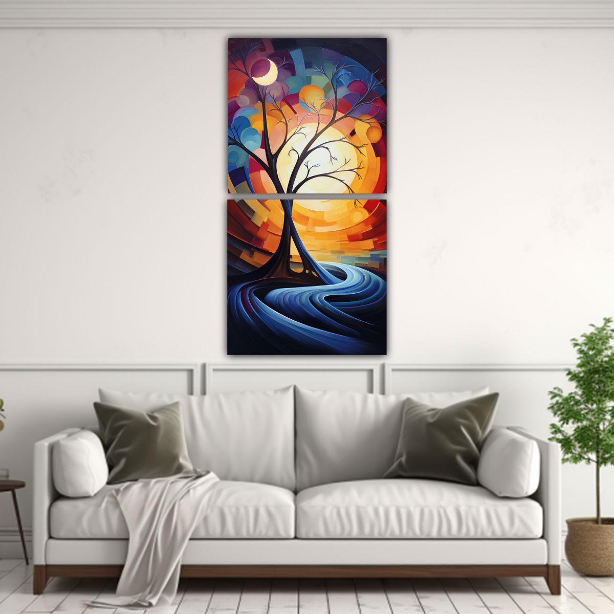 GENERICO - Armonía Abstracta Noche Y Día Pinturas 70x140 Cm