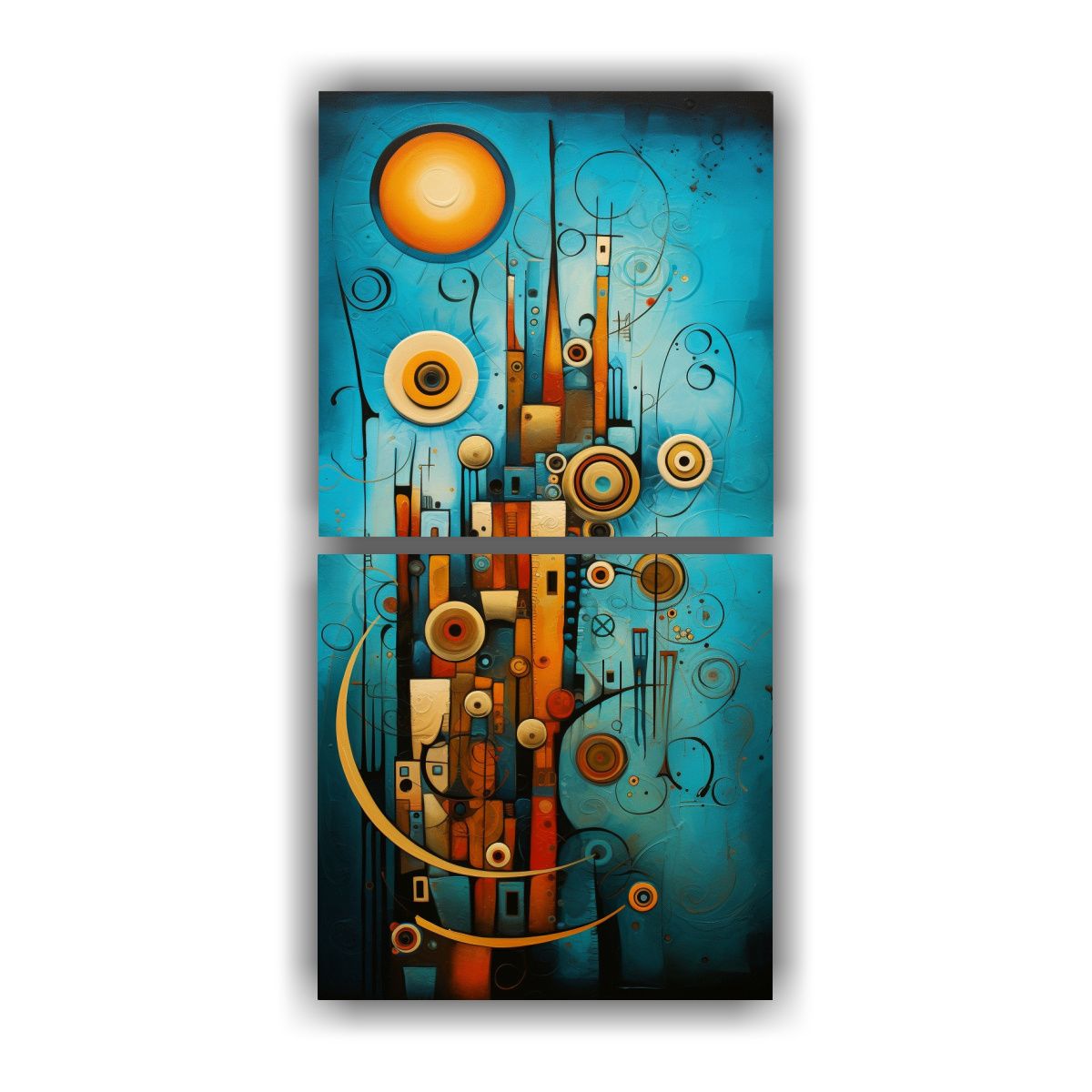 GENERICO - Cuadro Abstracto Turquesa Con Diseño De Dos 80x160 Cm