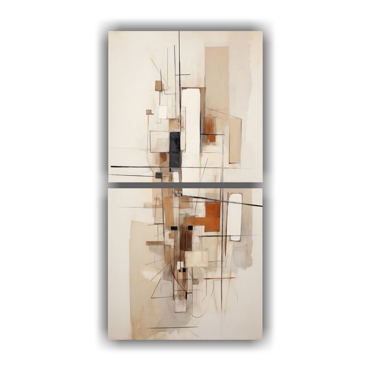 GENERICO - Cuadro Abstracto Beige Para Decoración De Pared 70x140 Cm
