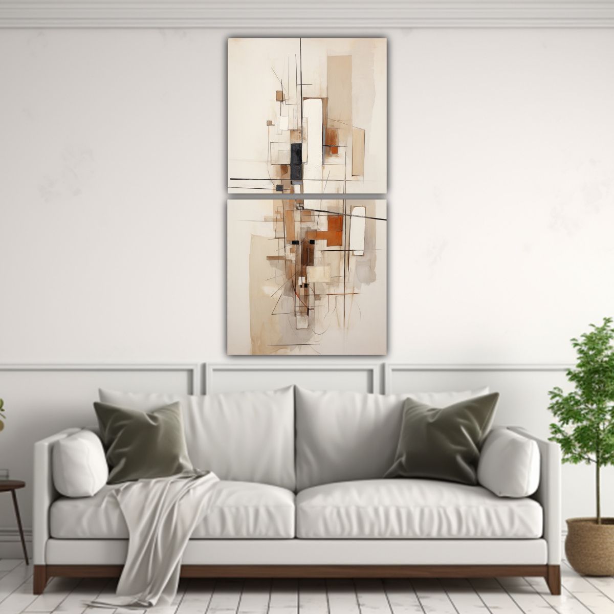 GENERICO - Cuadro Abstracto Beige Para Decoración De Pared 70x140 Cm