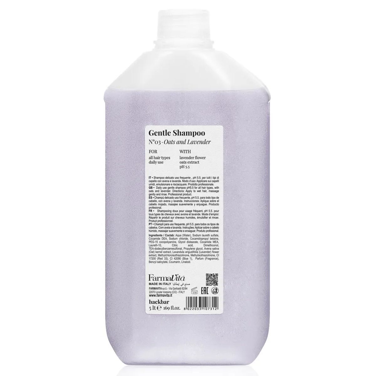 FARMAVITA - Farmavita Gentle Shampoo Nro 03 Oats And Lavender 5000 Ml