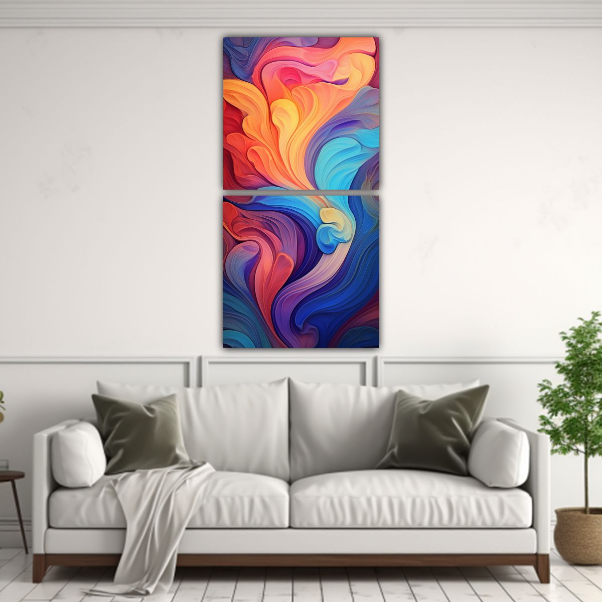 GENERICO - Pintura Abstracta Dinámica Cuadros Composición 80x160 Cm