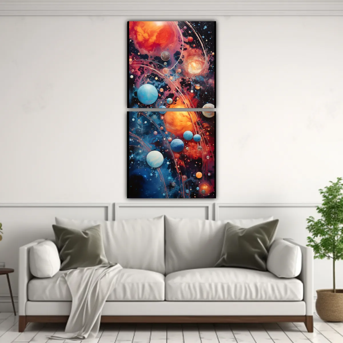 GENERICO - Cuadro Decorativo Celestial Con Planetas Y 70x140 Cm