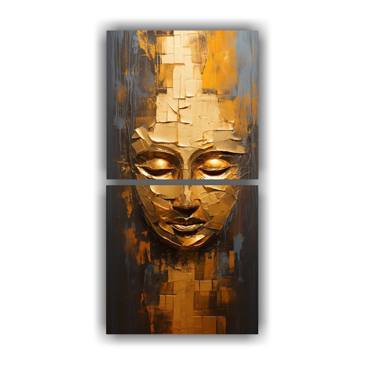 GENERICO - Set 2 Cuadros Impresos De Rostro De Buda En 70x140 Cm