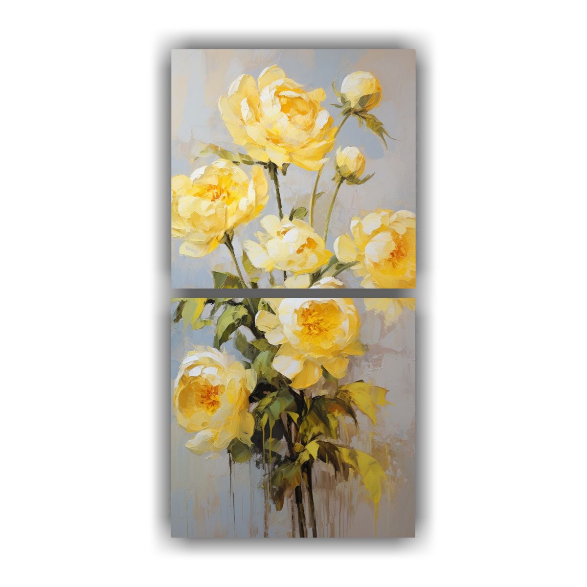 GENERICO - Díptico Espectacular Adorno A Yellow PEONIES En 70x140 Cm