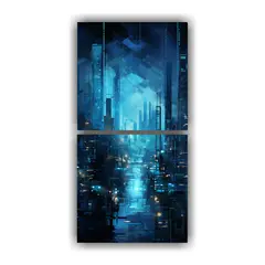 GENERICO - Pinturas Digitales De La Ciudad Nocturna En Azul 70x140 Cm