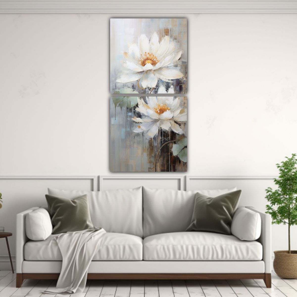 GENERICO - Pintura Abstracta Simplicidad En Loto Blanco En 80x160 Cm