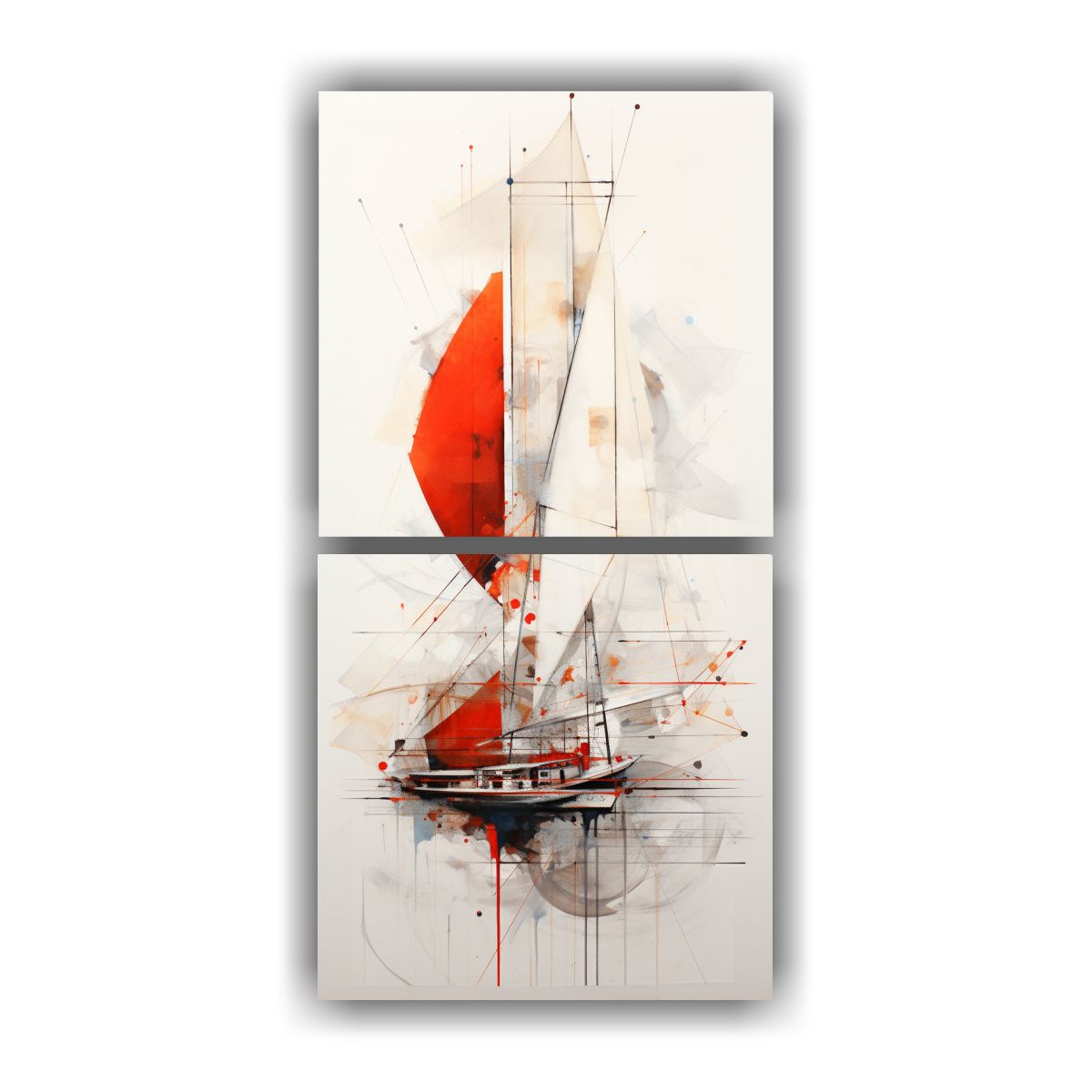 GENERICO - Cuadros Abstractos De Barcos Y Urbano 70x140 Cm