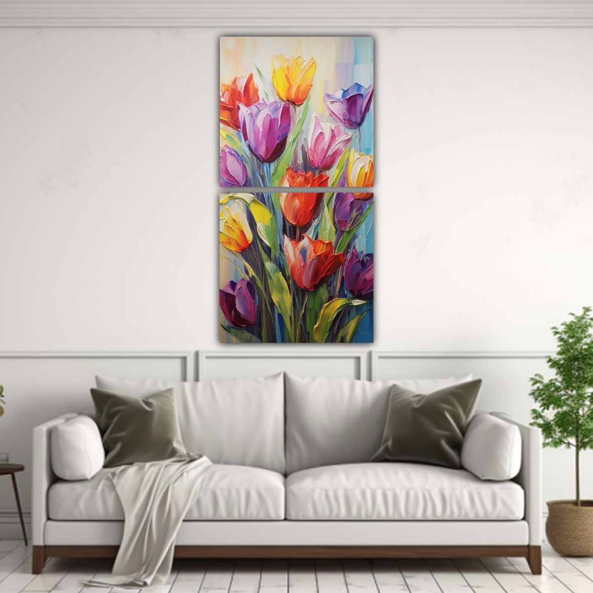 GENERICO - Pintura En Lienzo De Tulipanes Belleza Natural 80x160 Cm