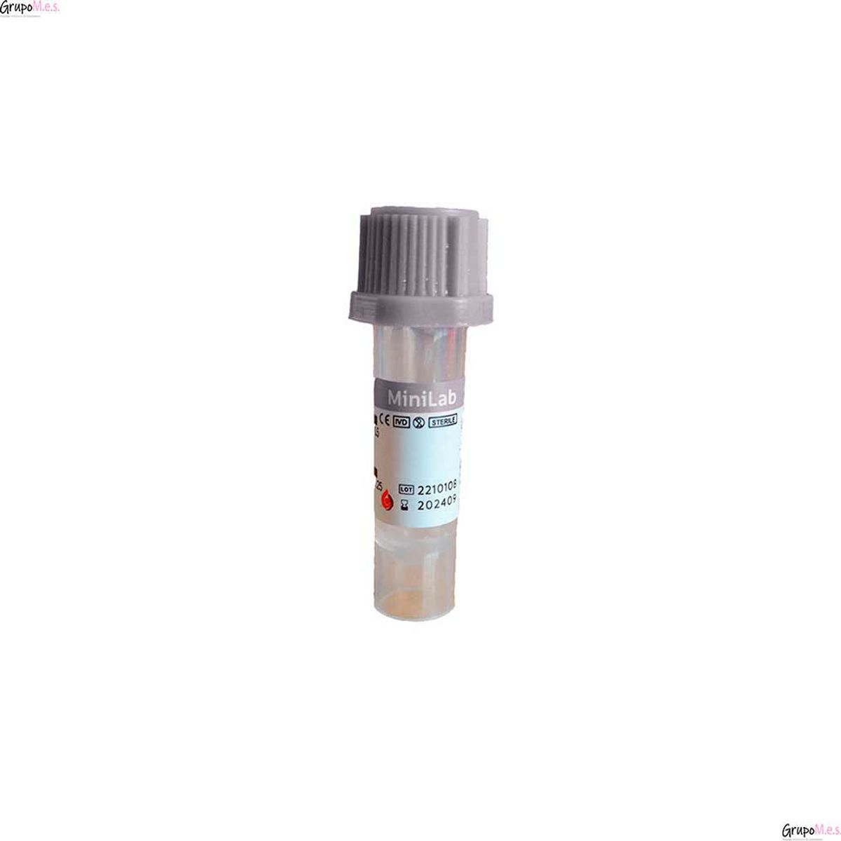 GENERICO - Tubo tapa Gris 0.5ml Floruro + EDTA  8x45mm 100 unidades