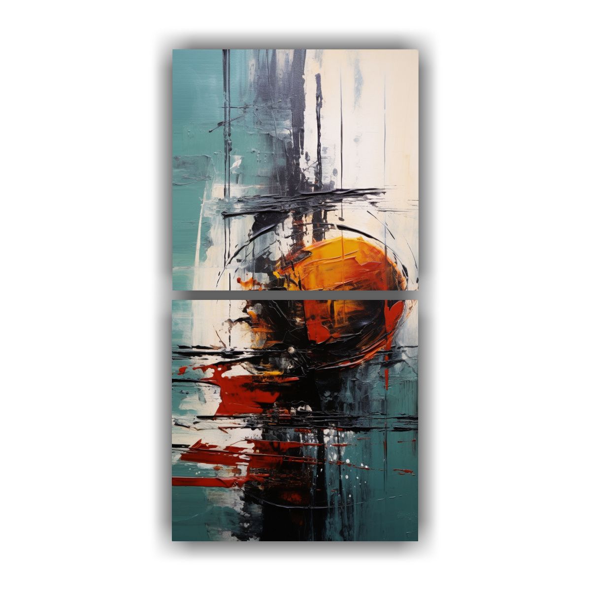 GENERICO - Diptico Tema Multicolor Pintura Abstracta Con 80x160 Cm