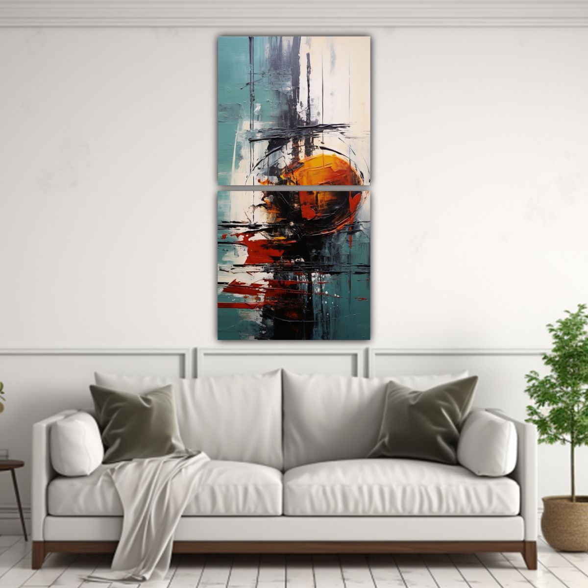 GENERICO - Diptico Tema Multicolor Pintura Abstracta Con 80x160 Cm