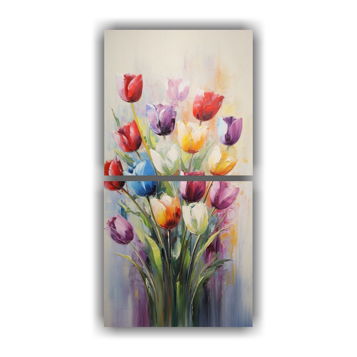 GENERICO - Pintura En Lienzo De TULIPANES En Colores 80x160 Cm