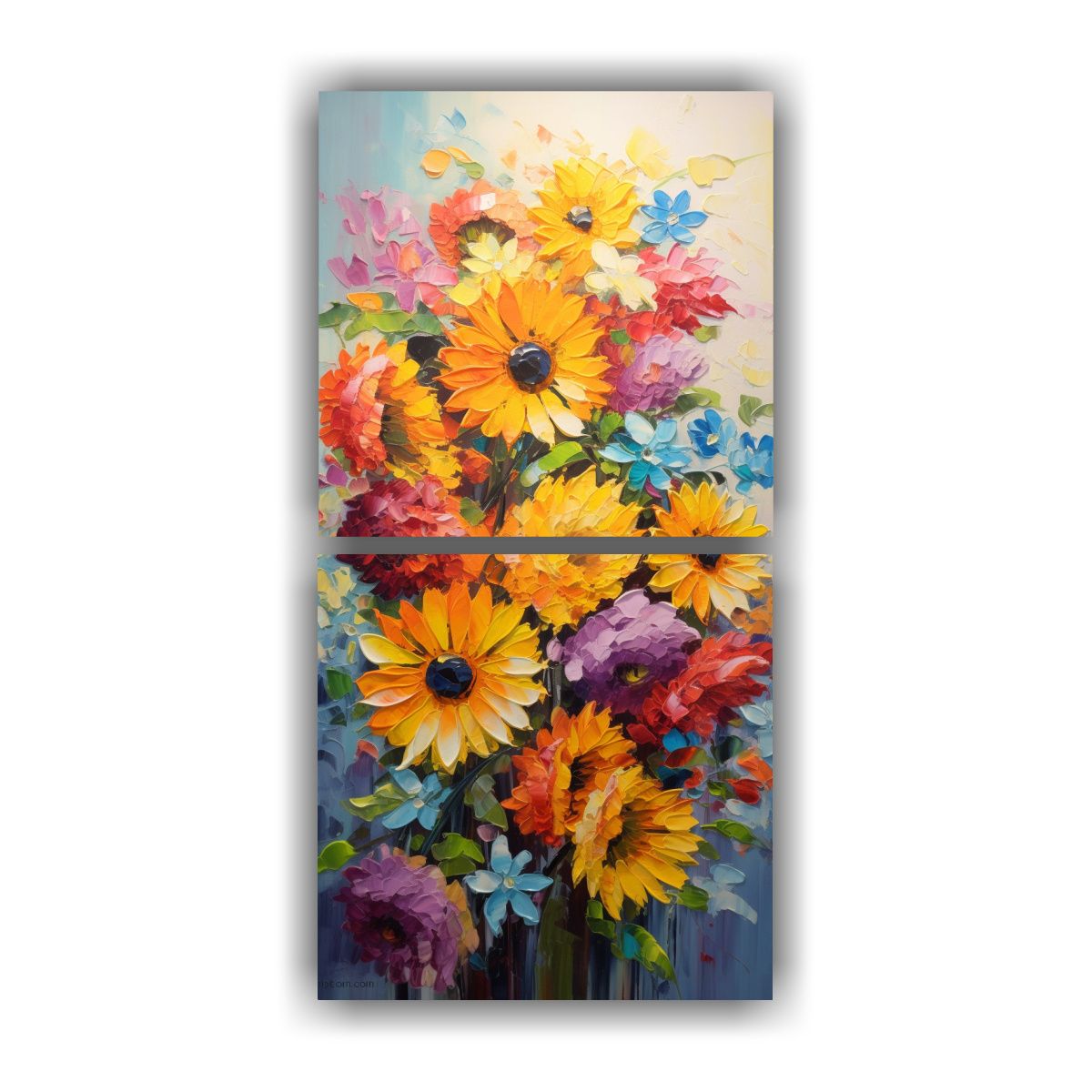 GENERICO - Cuadros Modernos Elegantes De Girasoles En 70x140 Cm