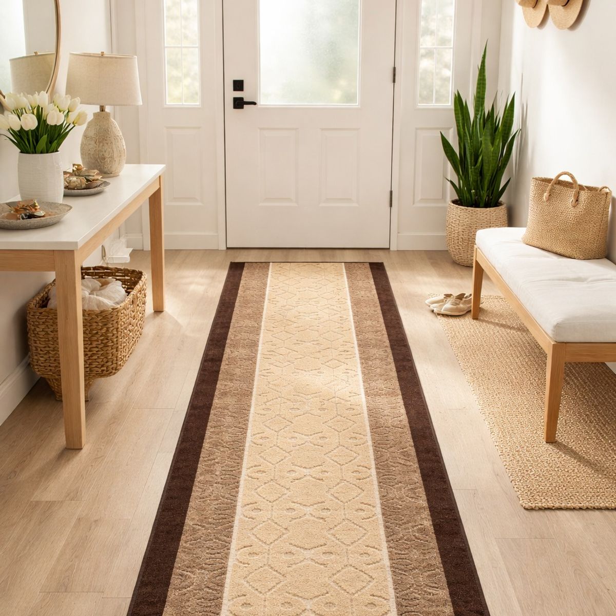 MROTTO - Alfombra Pasillo Cafe 70 cm x 2.3 metros ANTIDESLIZANTE Con Goma