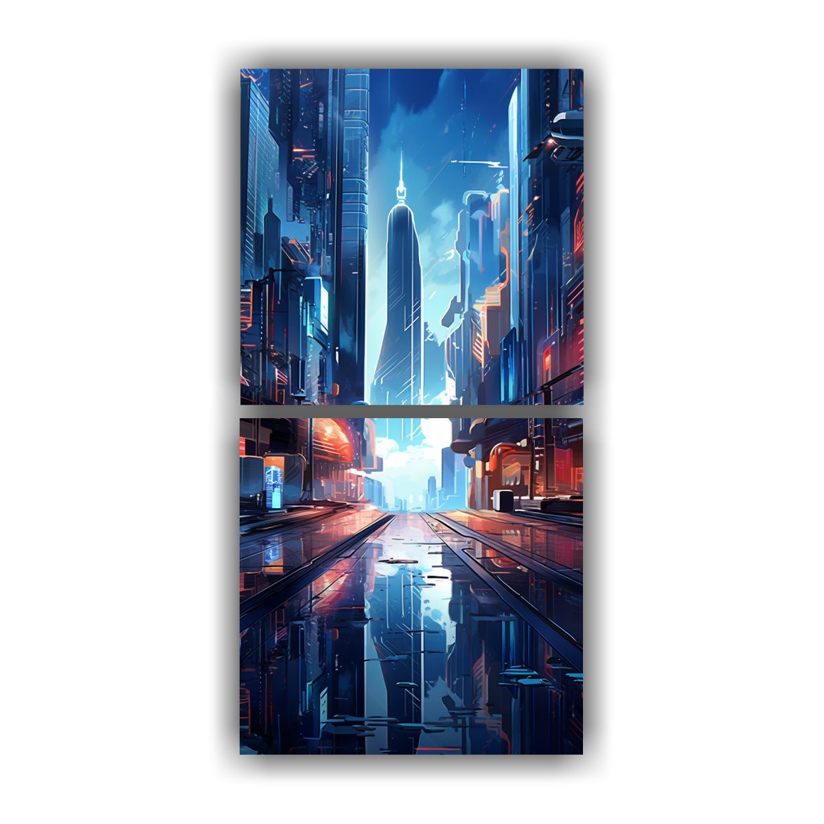 GENERICO - Cuadro Acuarela Abstracta Con Reflejo De Una 80x160 Cm