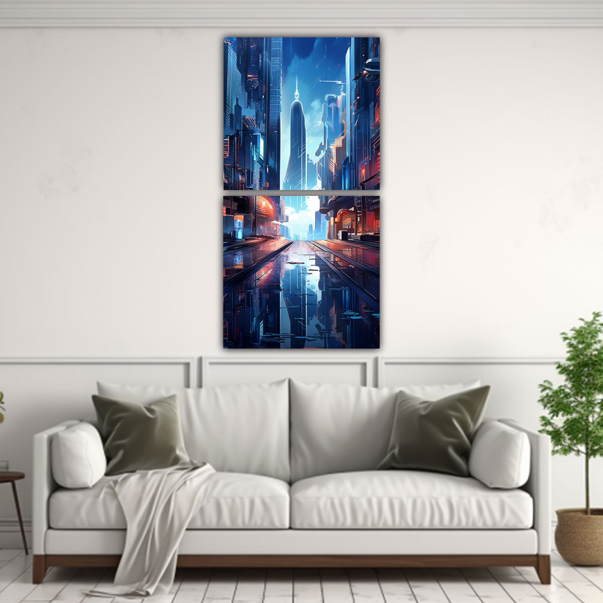 GENERICO - Cuadro Acuarela Abstracta Con Reflejo De Una 80x160 Cm