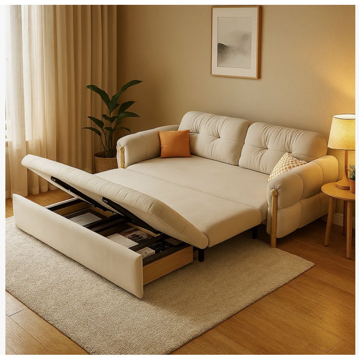 HOMER DESIGN - Sofa Cama 2 Cuerpo Con Almacenamiento Cama De 120cm ancho