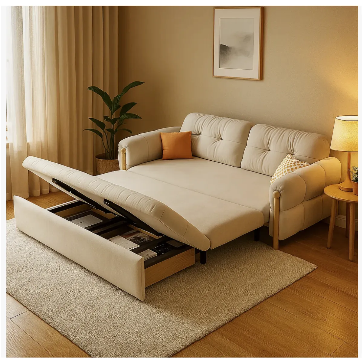 HOMER DESIGN - Sofa Cama 2 Cuerpo Con Almacenamiento Cama De 120cm ancho