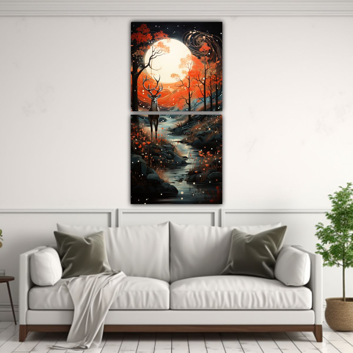 GENERICO - Pintura Con Luna Cerca De Montañas Y Estrellas 80x160 Cm