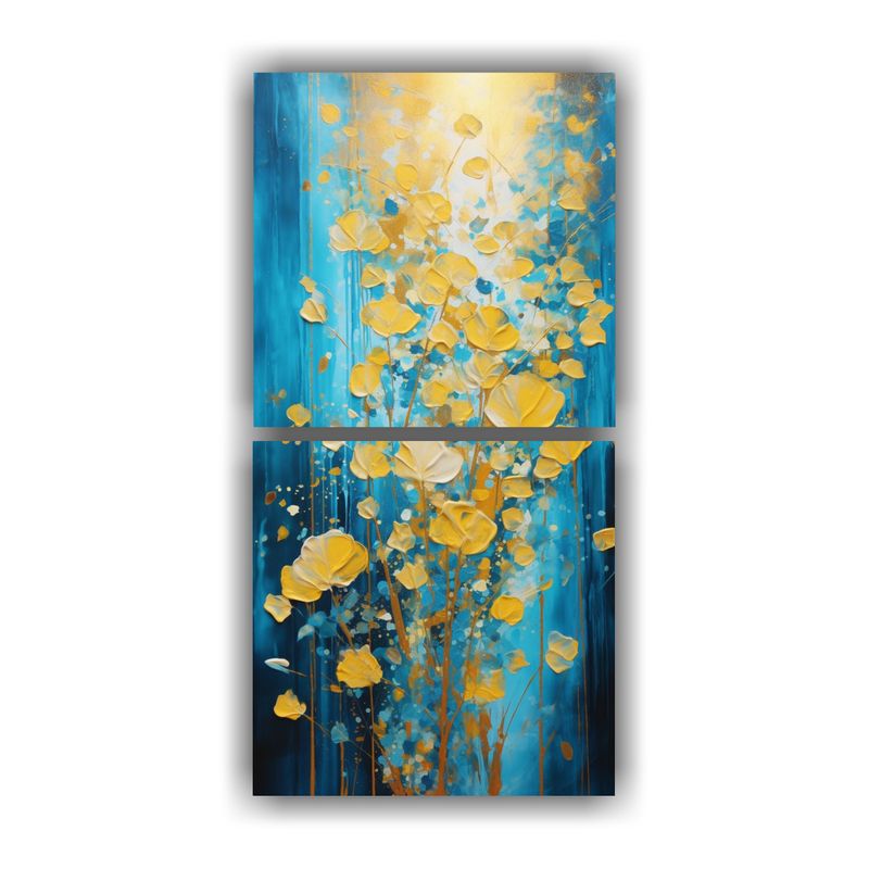 GENERICO - Pintura Amarilla Y Dorada Estilo Moderno 70x140 Cm