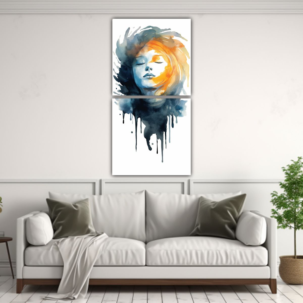 GENERICO - Pintura Acuarela Almas Despertando En Un Reflejo 70x140 Cm