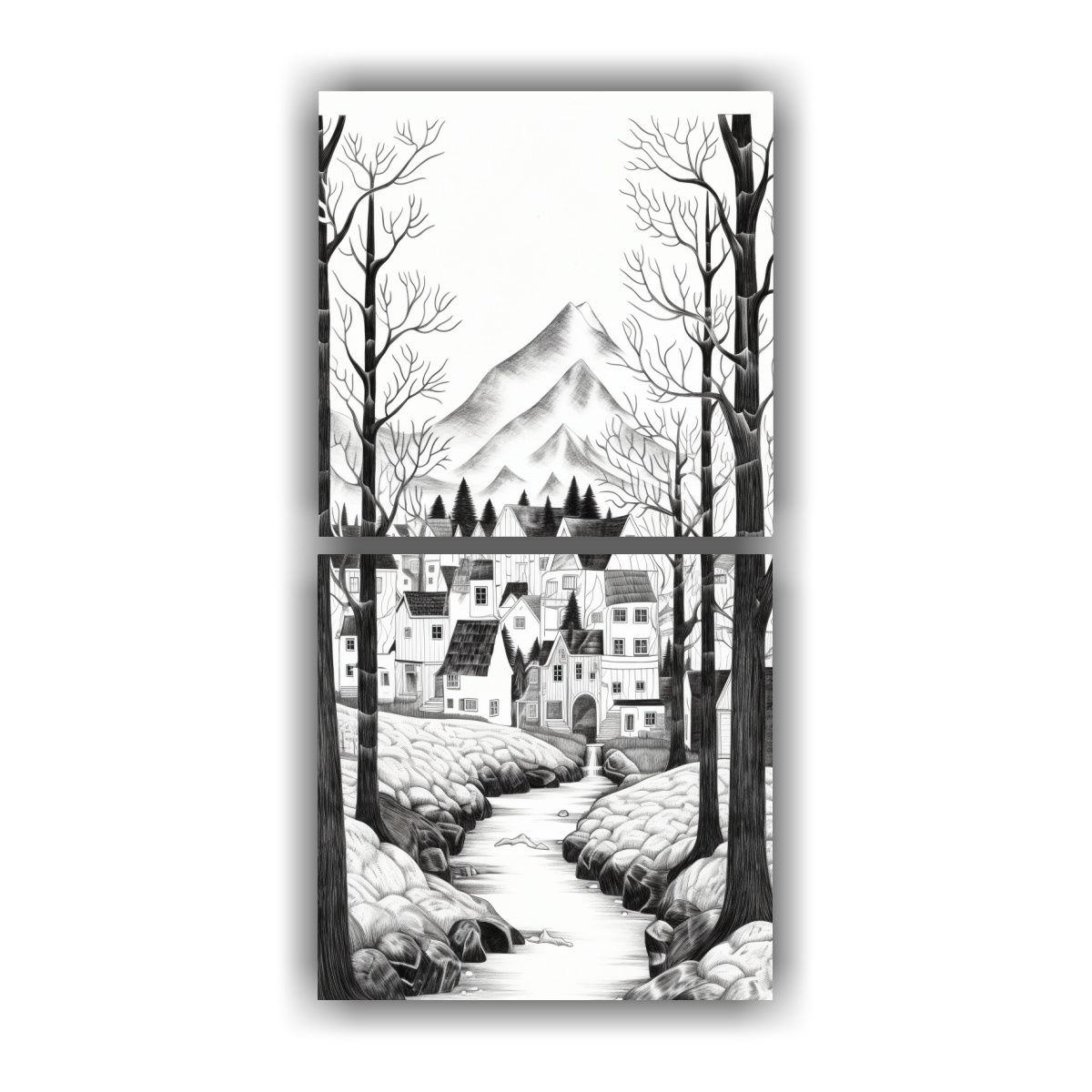 GENERICO - Set De 2 Telas En Bastidor Estilo Galería 70x140 Cm