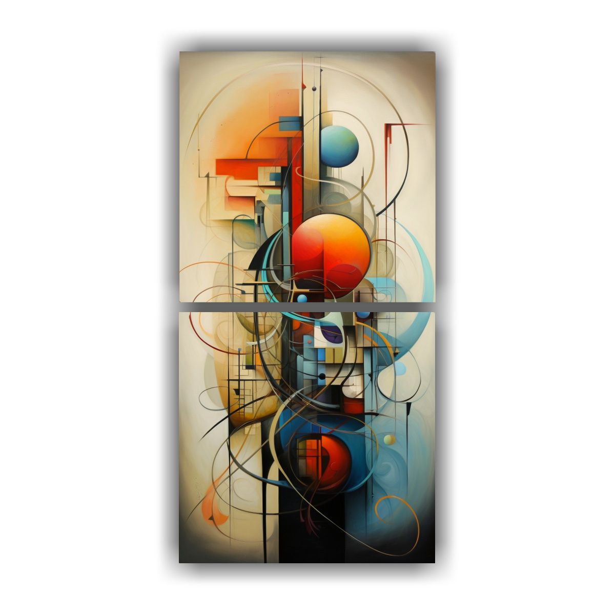 GENERICO - Pinturas Abstractas De Naturaleza Viva Díptico 70x140 Cm