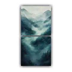 GENERICO - Paisaje Montañoso Noruego En Tonos Verde Azulado 80x160 Cm