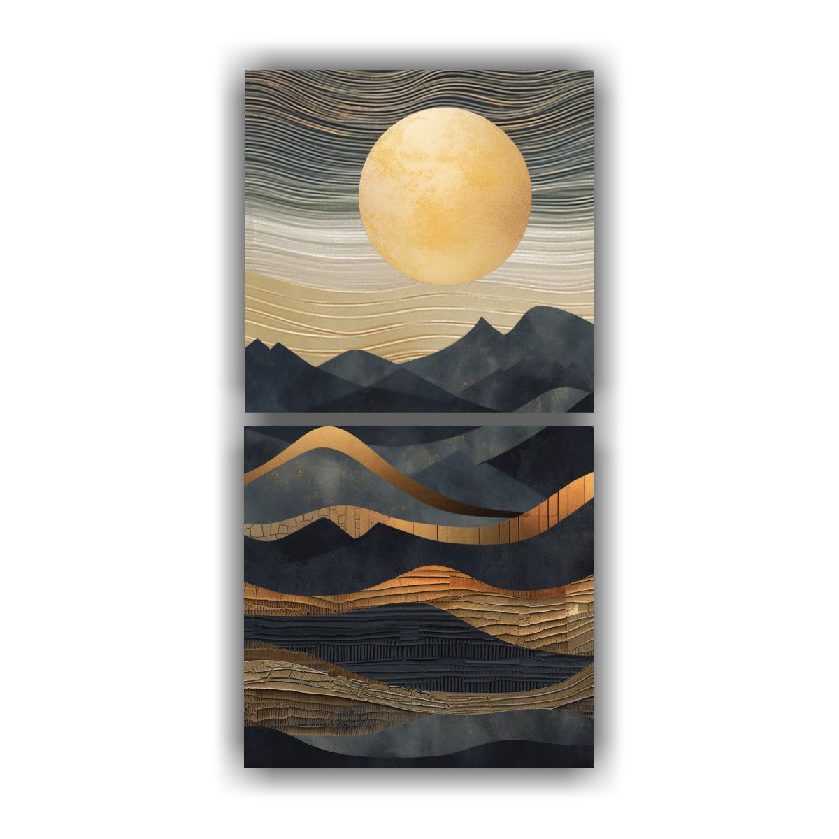 GENERICO - Cuadro Paisaje Con Sol Y Montañas Para 80x160 Cm