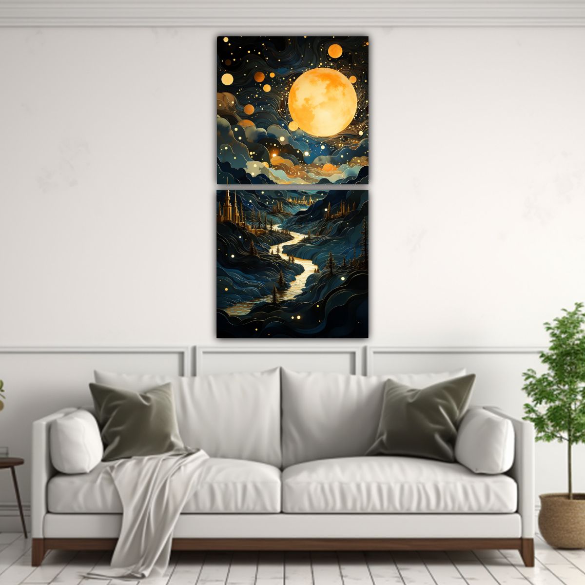 GENERICO - Cuadros De Paisajes De Montañas Y Fases De La 80x160 Cm