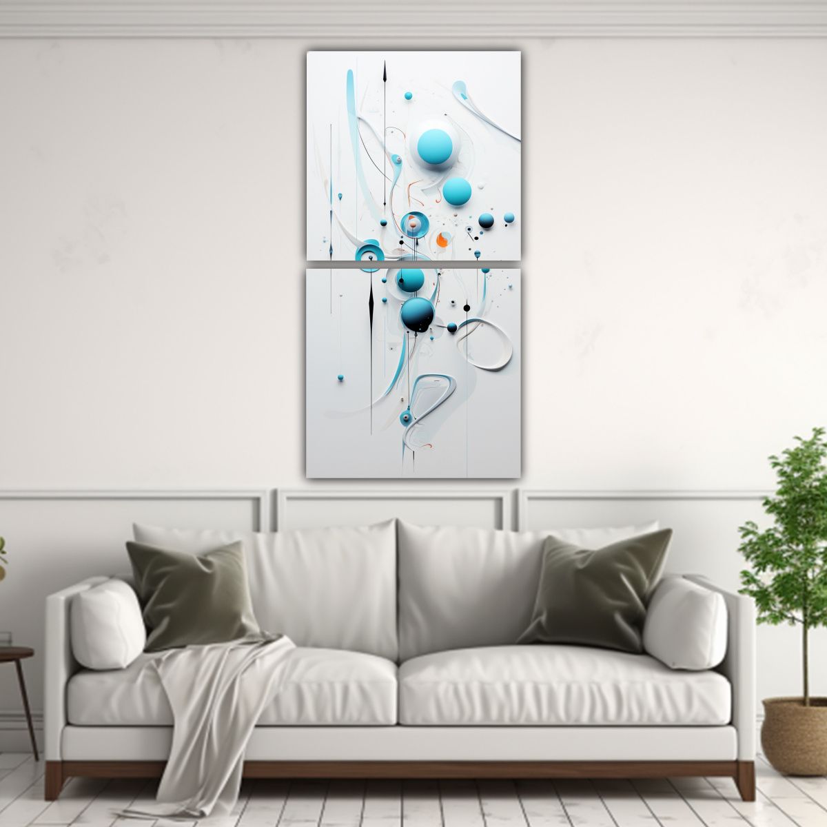 GENERICO - Diptico Tela Sublimada Pintura Abstracta Estilo 80x160 Cm