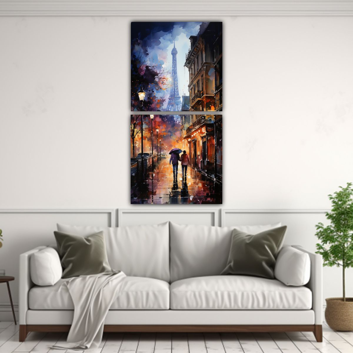 GENERICO - Cuadros De Dos Hombres Besándose En Las Calles 80x160 Cm