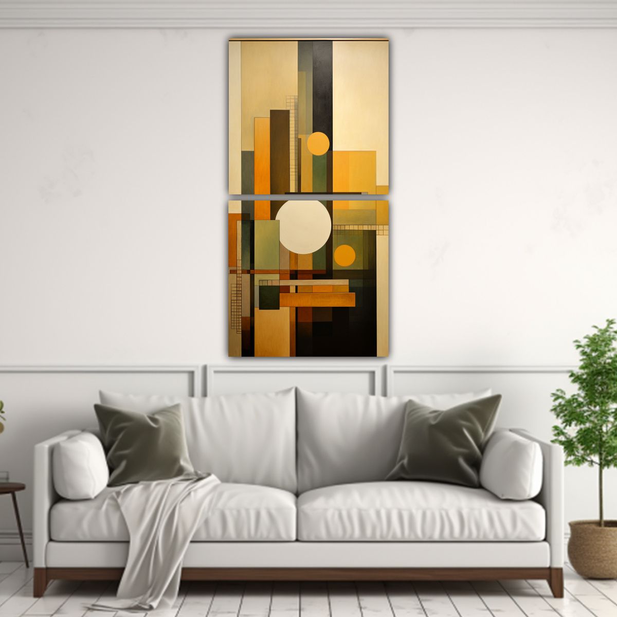 GENERICO - Arte Abstracto Geométrico En Tonos Suaves Y 80x160 Cm