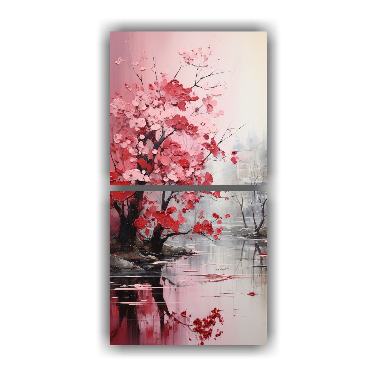 GENERICO - Cuadro De árboles En Plata Y Blanco Estilo 70x140 Cm