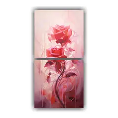 GENERICO - Díptico Moderno Abstracto En Tonos Rosas 70x140 Cm